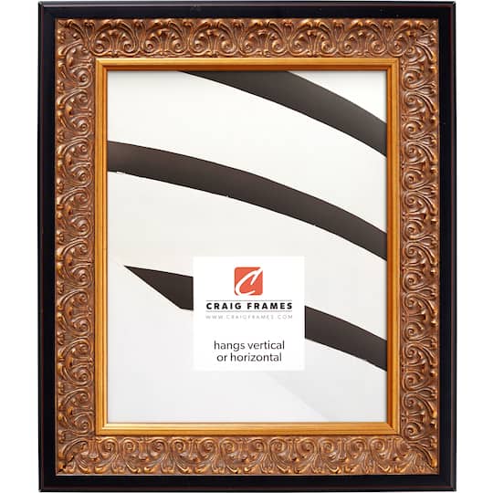 Craig Frames Furio Distressed Gold and Black Picture Frame